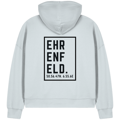 Ehrenfeld Koordinaten (großer Druck auf dem Rücken) - Womens Organic Boxcut Zipper