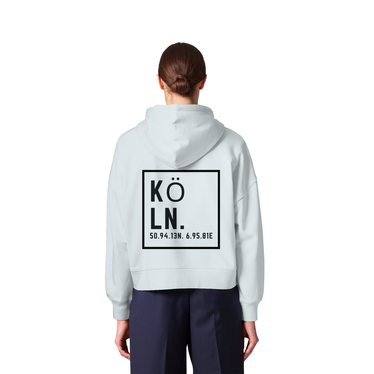 Köln Koordinaten (großer Druck auf dem Rücken) - Womens Organic Boxcut Zipper