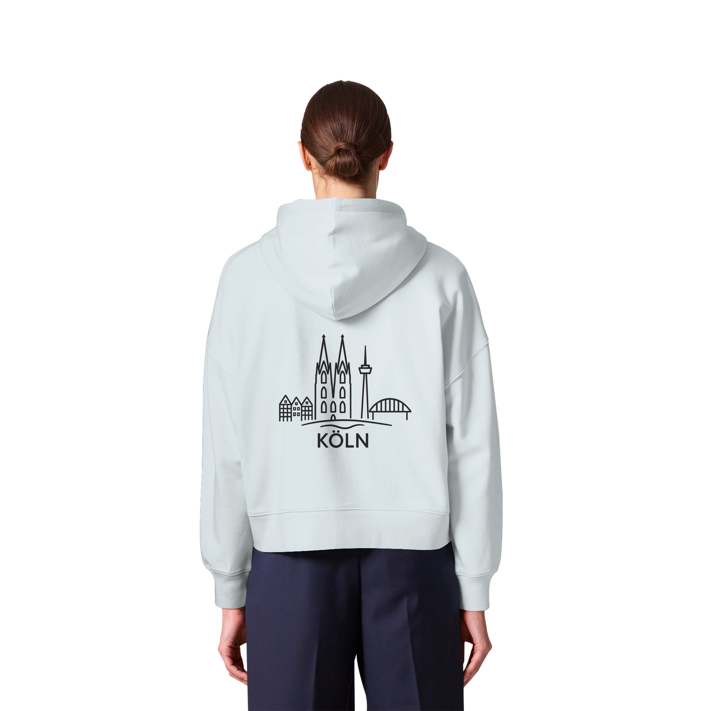 Köln Skyline (großer Druck auf dem Rücken) - Womens Organic Boxcut Zipper