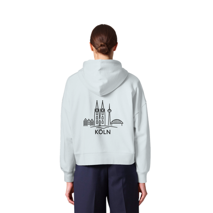 Köln Skyline (großer Druck auf dem Rücken) - Womens Organic Boxcut Zipper