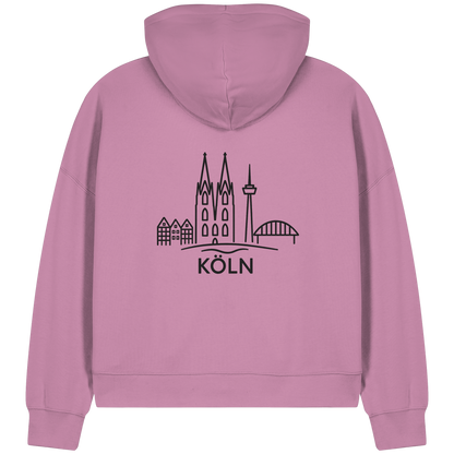 Köln Skyline (großer Druck auf dem Rücken) - Womens Organic Boxcut Zipper