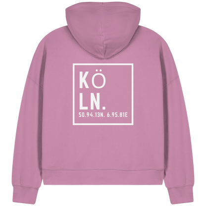 Köln Koordinaten (großer Druck auf dem Rücken) - Womens Organic Boxcut Zipper