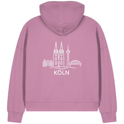 Köln Skyline (großer Druck auf dem Rücken) - Womens Organic Boxcut Zipper