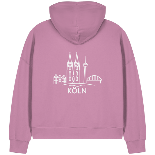 Köln Skyline (großer Druck auf dem Rücken) - Womens Organic Boxcut Zipper