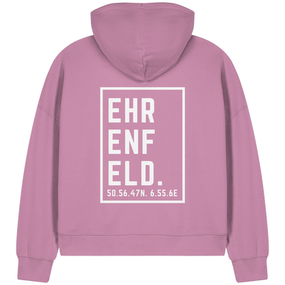 Ehrenfeld Koordinaten (großer Druck auf dem Rücken) - Womens Organic Boxcut Zipper