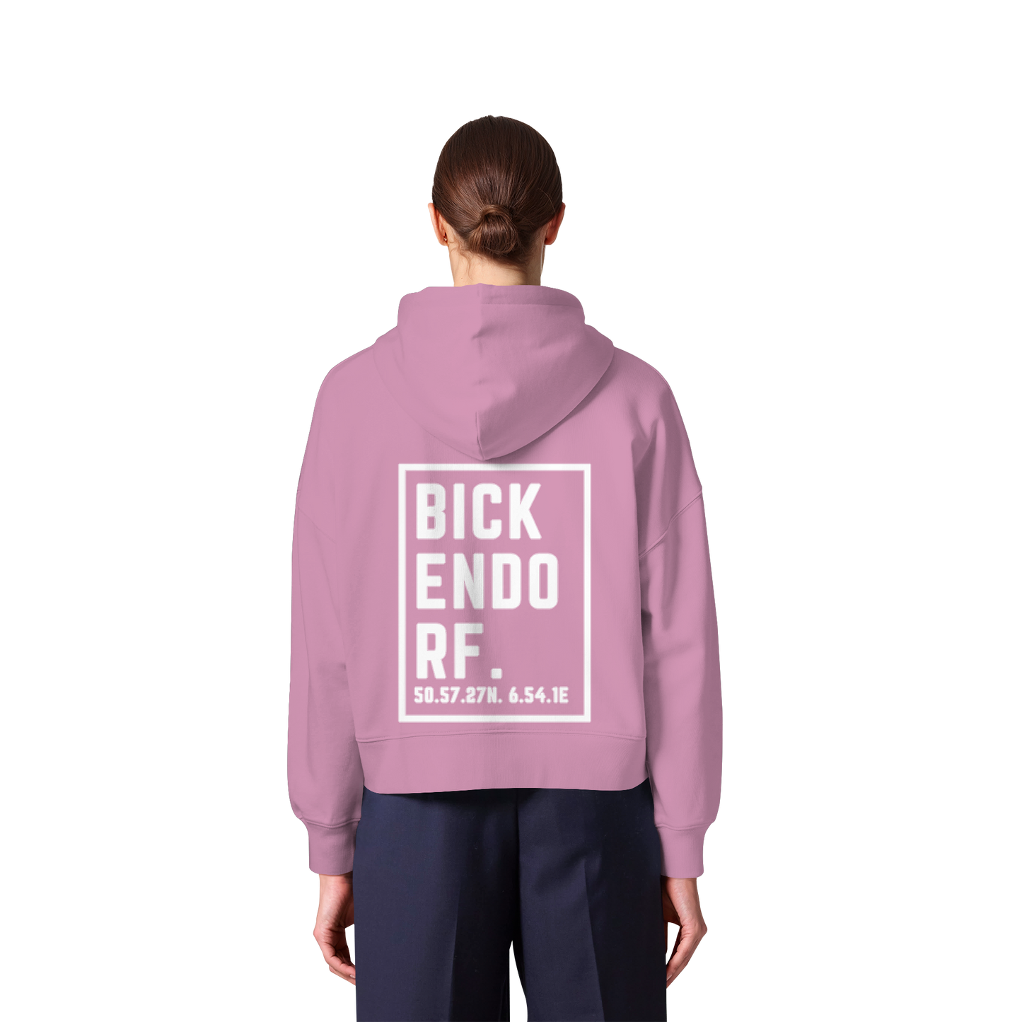 Bickendorf Koordinaten (großer Druck auf dem Rücken) - Womens Organic Boxcut Zipper