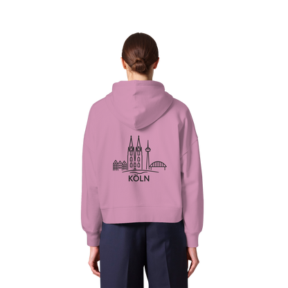 Köln Skyline (großer Druck auf dem Rücken) - Womens Organic Boxcut Zipper