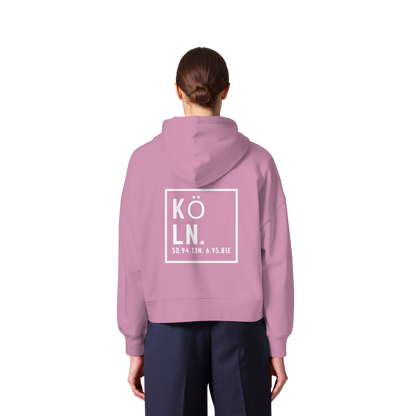 Köln Koordinaten (großer Druck auf dem Rücken) - Womens Organic Boxcut Zipper