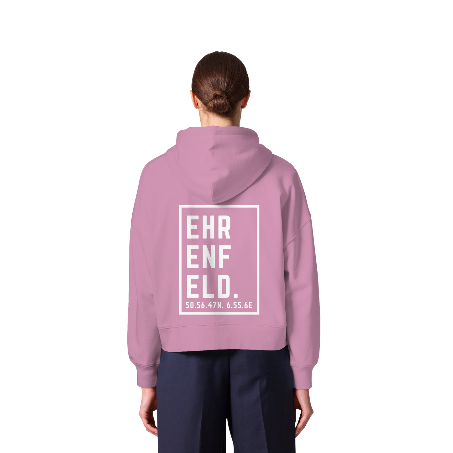 Ehrenfeld Koordinaten (großer Druck auf dem Rücken) - Womens Organic Boxcut Zipper