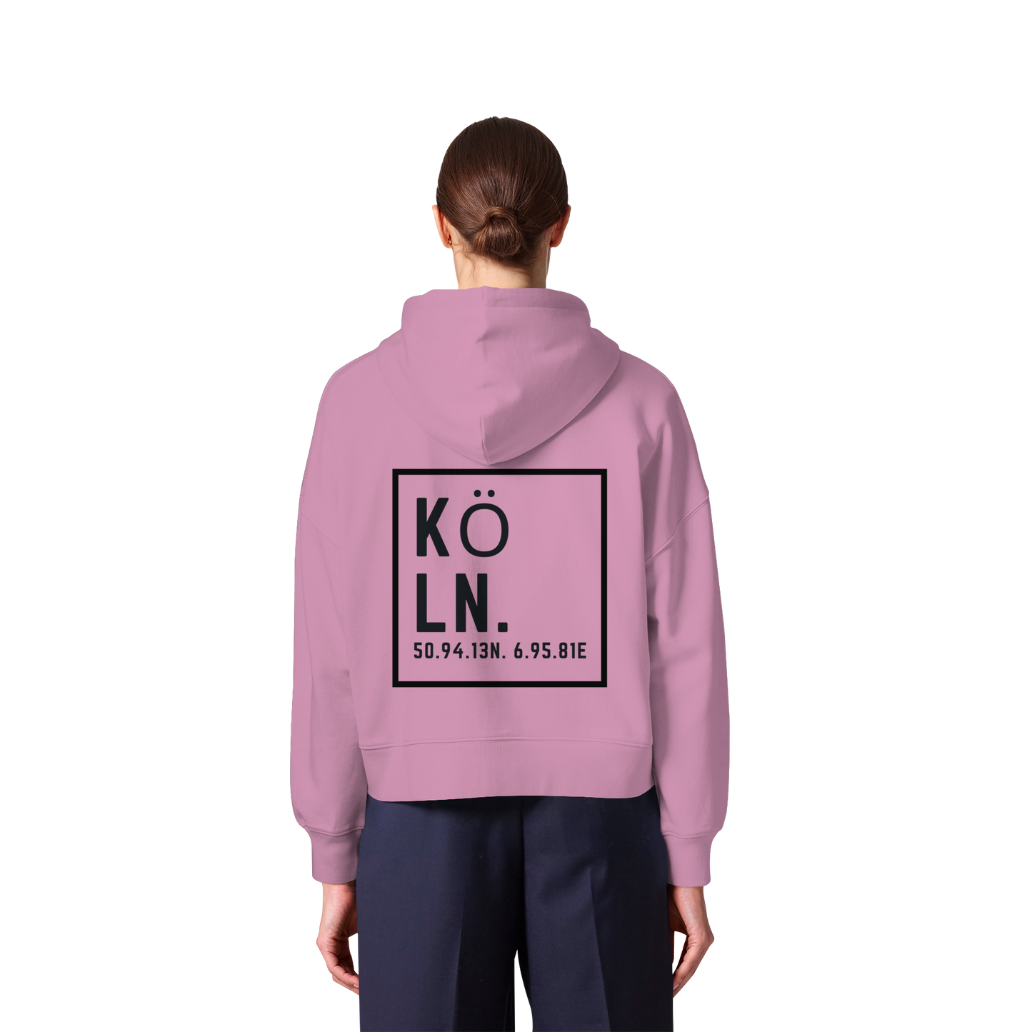 Köln Koordinaten (großer Druck auf dem Rücken) - Womens Organic Boxcut Zipper