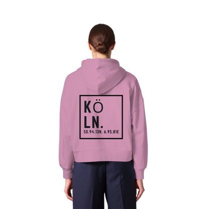 Köln Koordinaten (großer Druck auf dem Rücken) - Womens Organic Boxcut Zipper