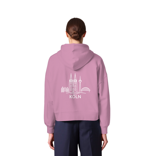 Köln Skyline (großer Druck auf dem Rücken) - Womens Organic Boxcut Zipper