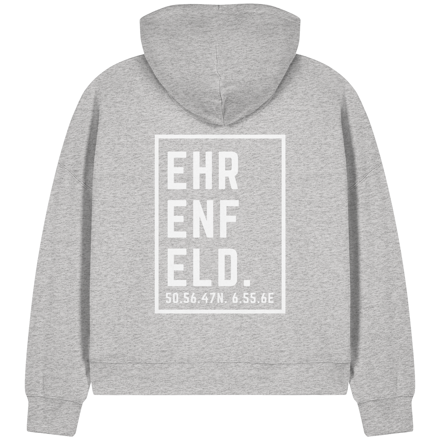 Ehrenfeld Koordinaten (großer Druck auf dem Rücken) - Womens Organic Boxcut Zipper