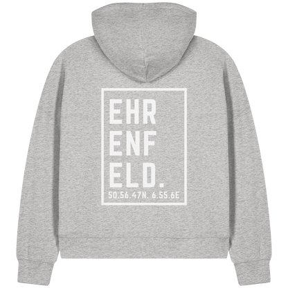 Ehrenfeld Koordinaten (großer Druck auf dem Rücken) - Womens Organic Boxcut Zipper