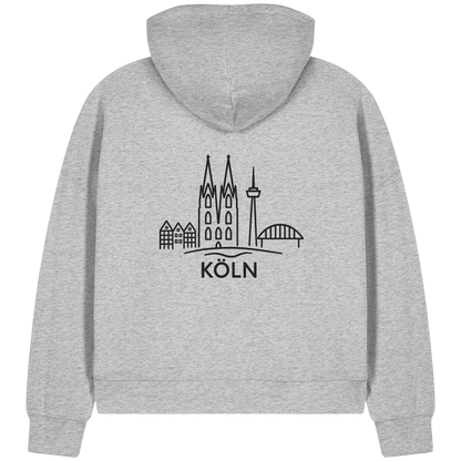Köln Skyline (großer Druck auf dem Rücken) - Womens Organic Boxcut Zipper