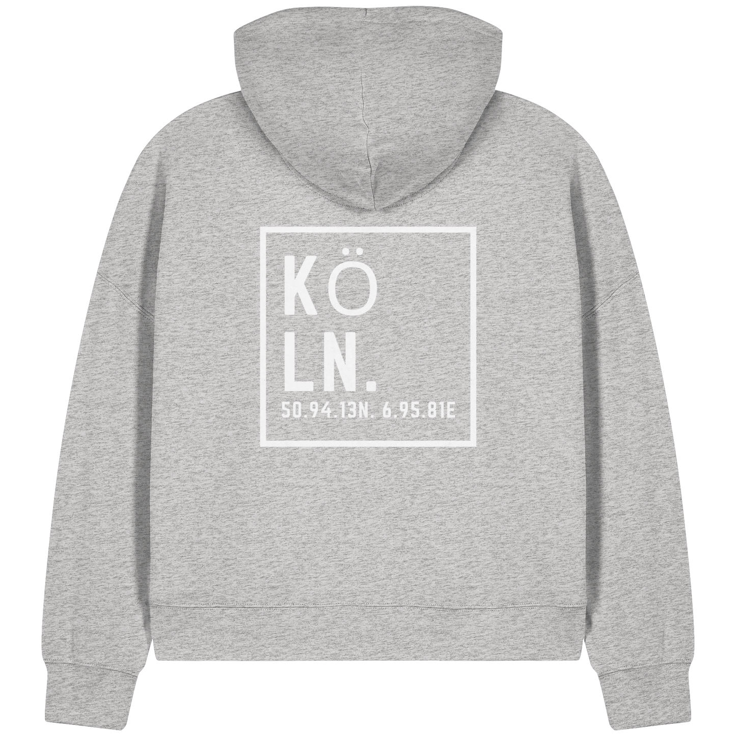 Köln Koordinaten (großer Druck auf dem Rücken) - Womens Organic Boxcut Zipper