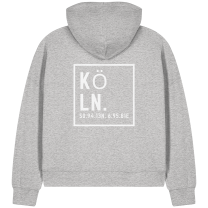 Köln Koordinaten (großer Druck auf dem Rücken) - Womens Organic Boxcut Zipper