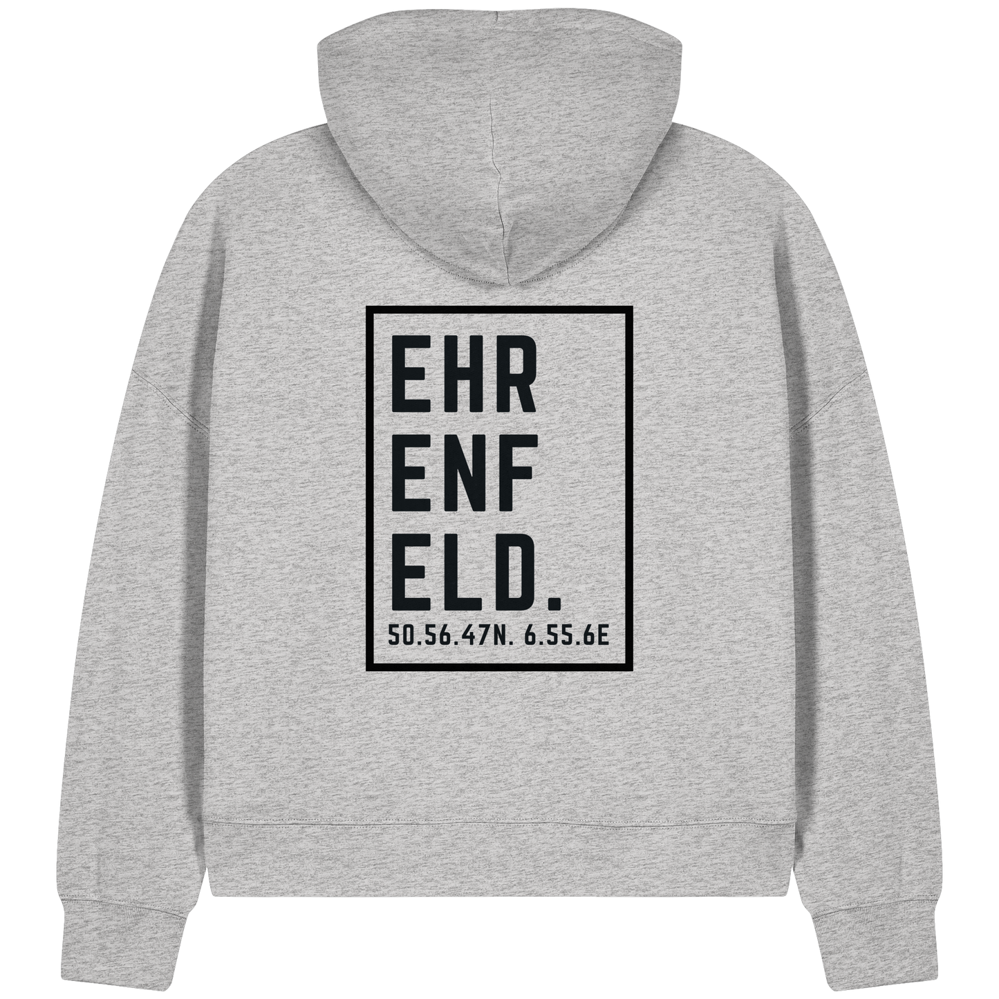 Ehrenfeld Koordinaten (großer Druck auf dem Rücken) - Womens Organic Boxcut Zipper