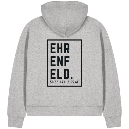 Ehrenfeld Koordinaten (großer Druck auf dem Rücken) - Womens Organic Boxcut Zipper