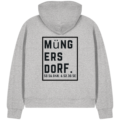 Müngersdorf Koordinaten (großer Druck auf dem Rücken) - Womens Organic Boxcut Zipper