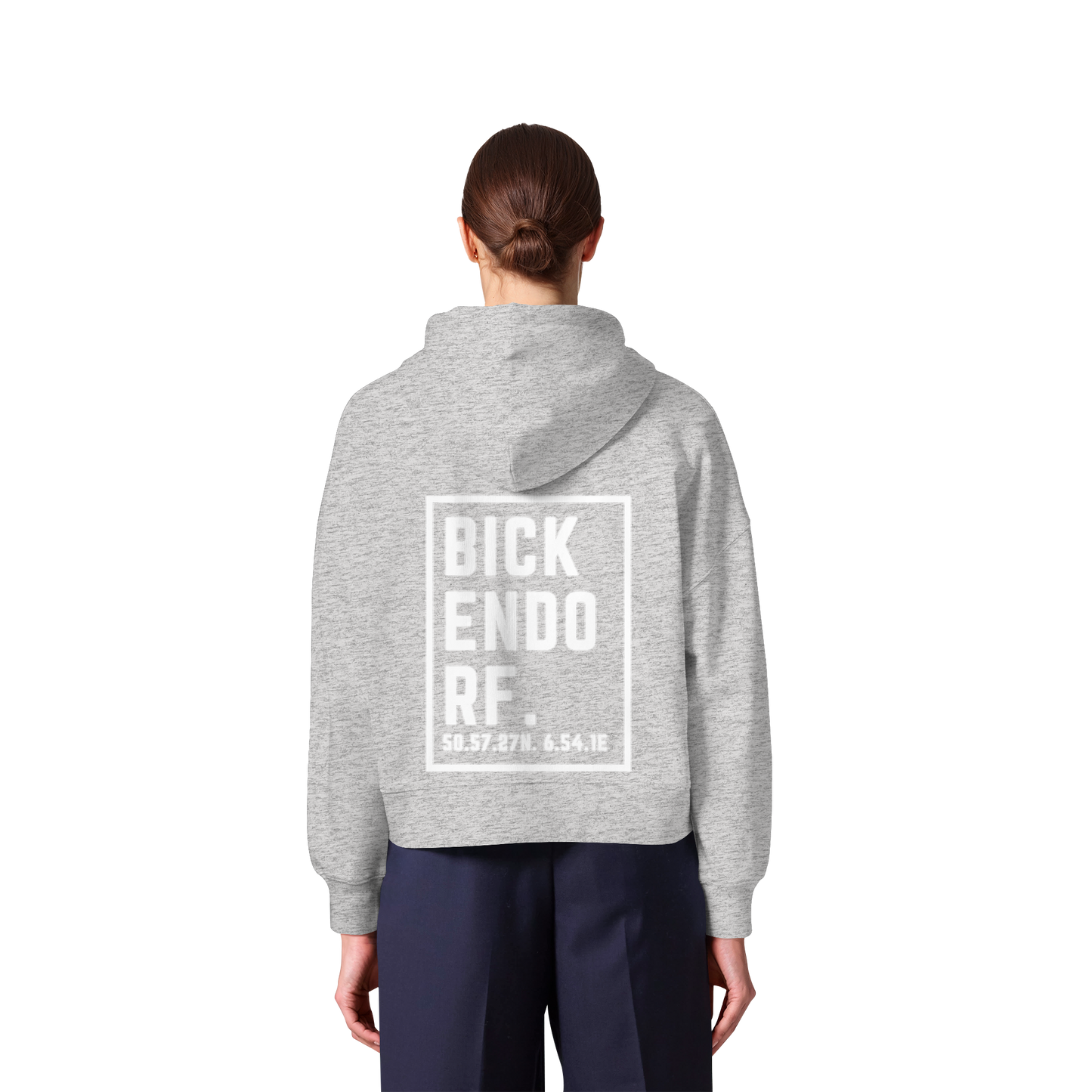 Bickendorf Koordinaten (großer Druck auf dem Rücken) - Womens Organic Boxcut Zipper