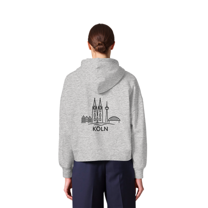 Köln Skyline (großer Druck auf dem Rücken) - Womens Organic Boxcut Zipper