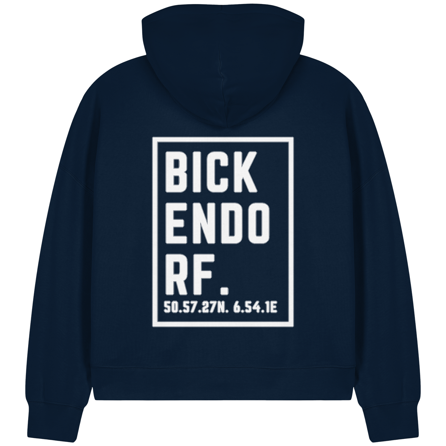 Bickendorf Koordinaten (großer Druck auf dem Rücken) - Womens Organic Boxcut Zipper