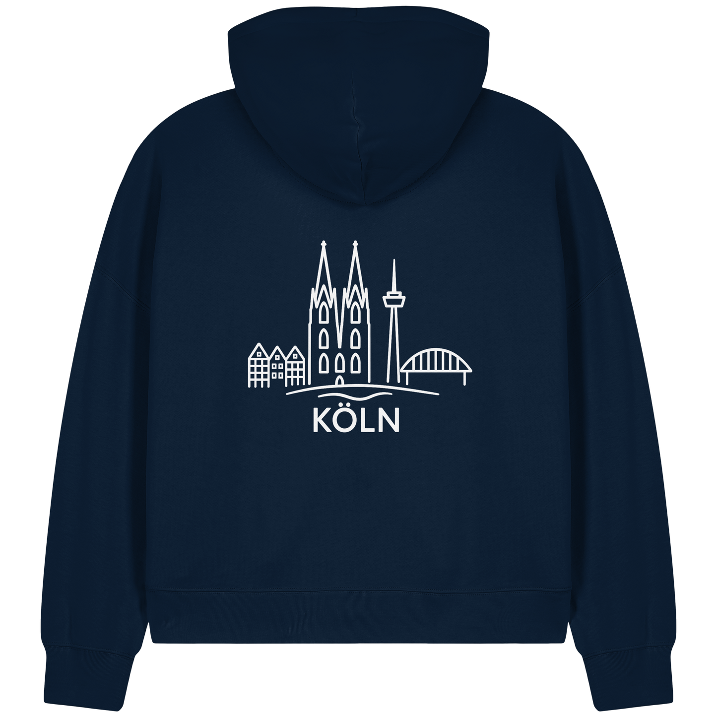 Köln Skyline (großer Druck auf dem Rücken) - Womens Organic Boxcut Zipper