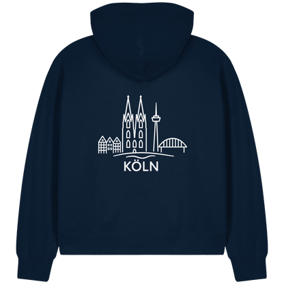 Köln Skyline (großer Druck auf dem Rücken) - Womens Organic Boxcut Zipper