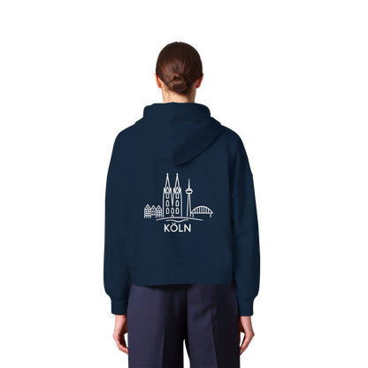 Köln Skyline (großer Druck auf dem Rücken) - Womens Organic Boxcut Zipper