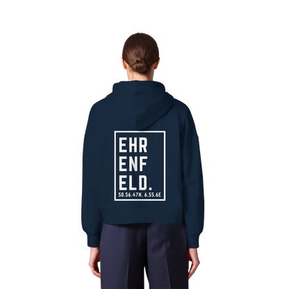 Ehrenfeld Koordinaten (großer Druck auf dem Rücken) - Womens Organic Boxcut Zipper