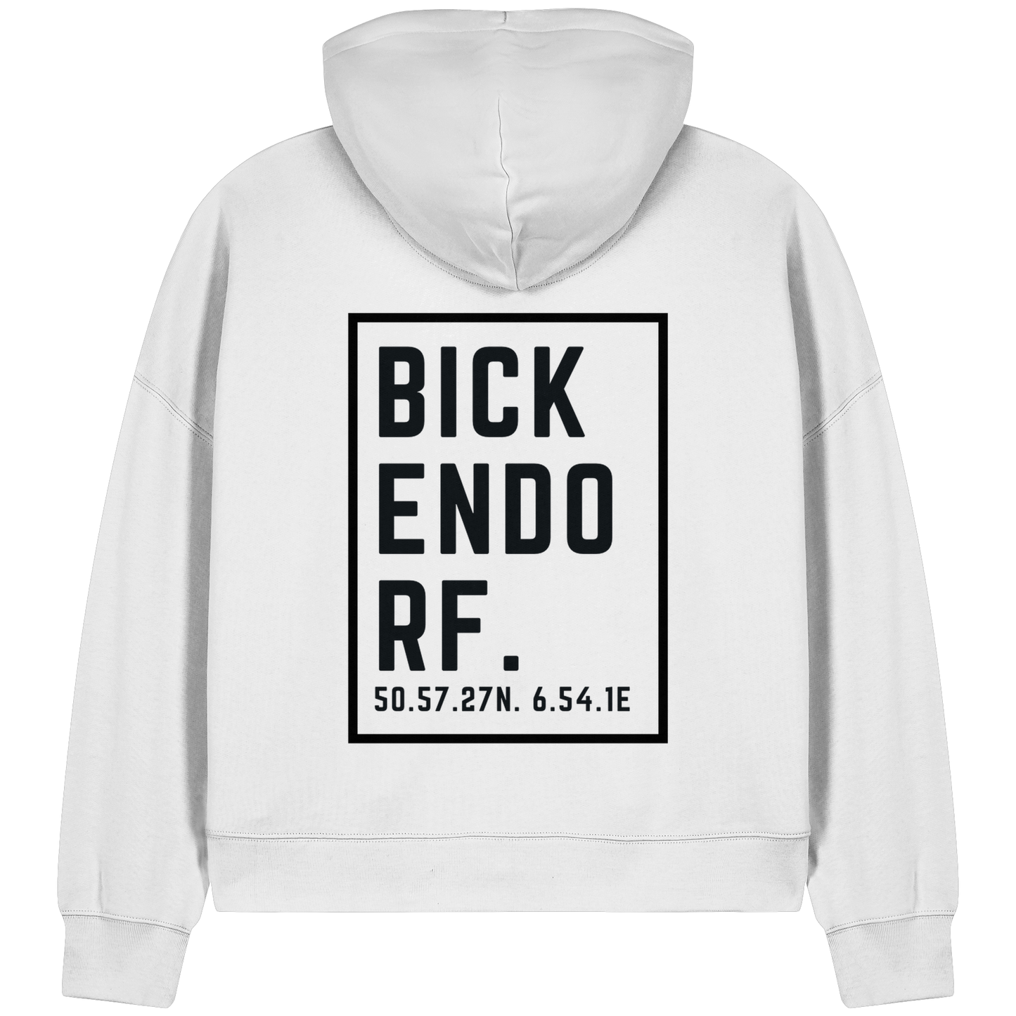 Bickendorf Koordinaten (großer Druck auf dem Rücken) - Womens Organic Boxcut Zipper