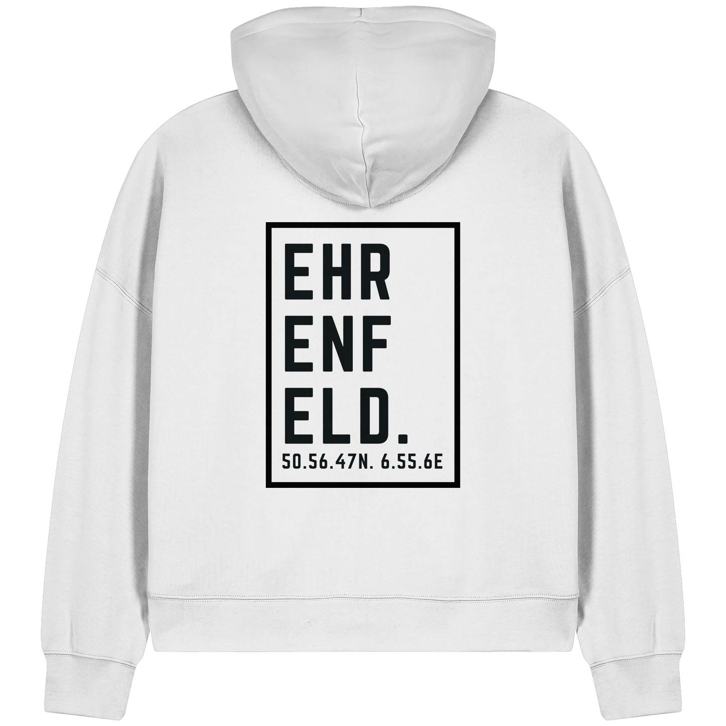Ehrenfeld Koordinaten (großer Druck auf dem Rücken) - Womens Organic Boxcut Zipper