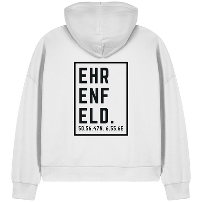 Ehrenfeld Koordinaten (großer Druck auf dem Rücken) - Womens Organic Boxcut Zipper