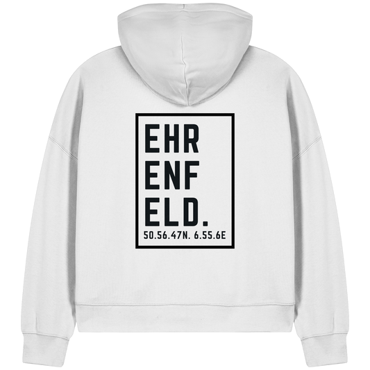Ehrenfeld Koordinaten (großer Druck auf dem Rücken) - Womens Organic Boxcut Zipper