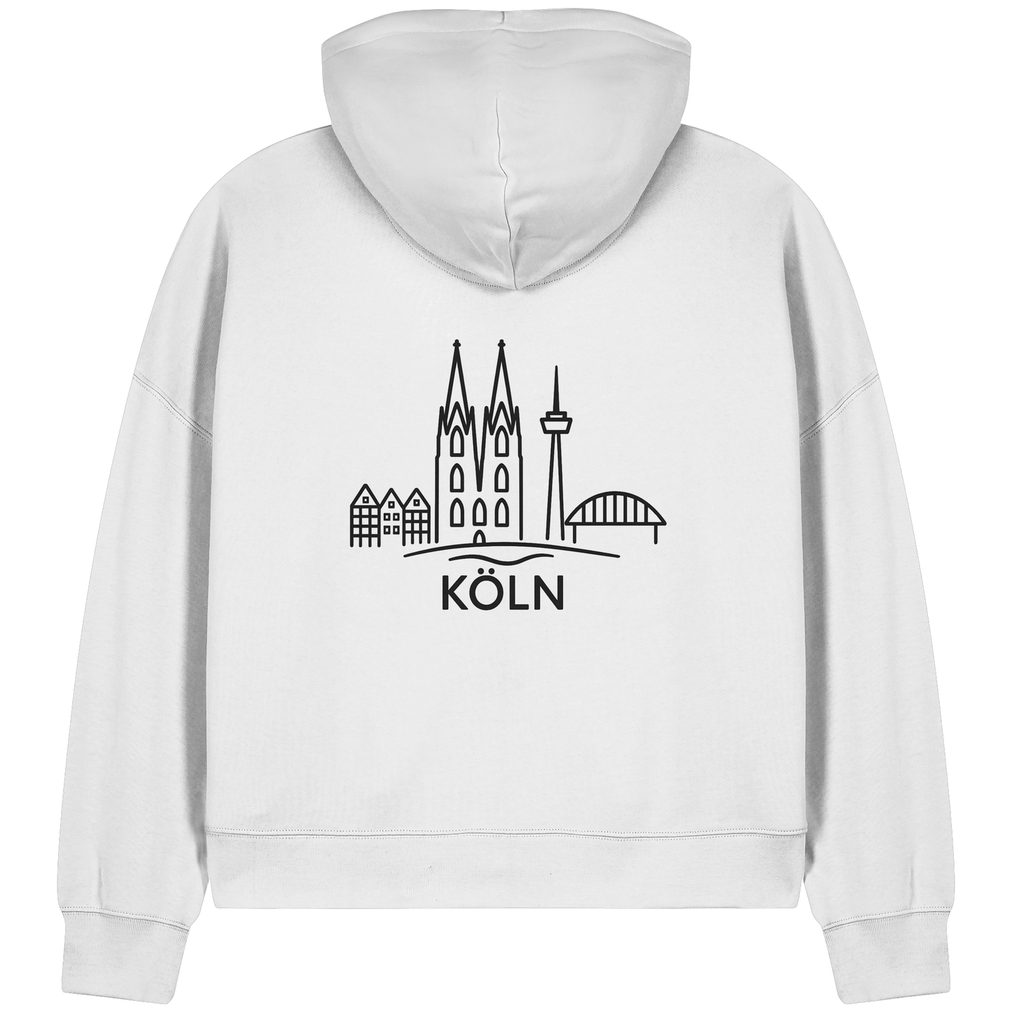 Köln Skyline (großer Druck auf dem Rücken) - Womens Organic Boxcut Zipper