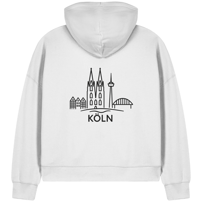 Köln Skyline (großer Druck auf dem Rücken) - Womens Organic Boxcut Zipper