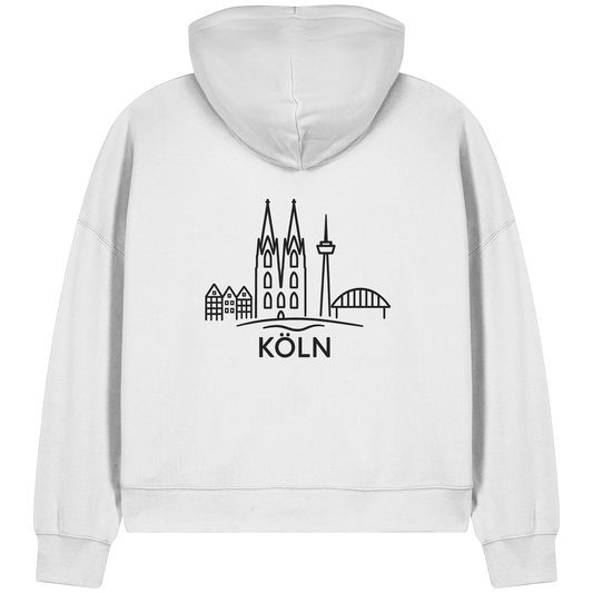Köln Skyline (großer Druck auf dem Rücken) - Womens Organic Boxcut Zipper