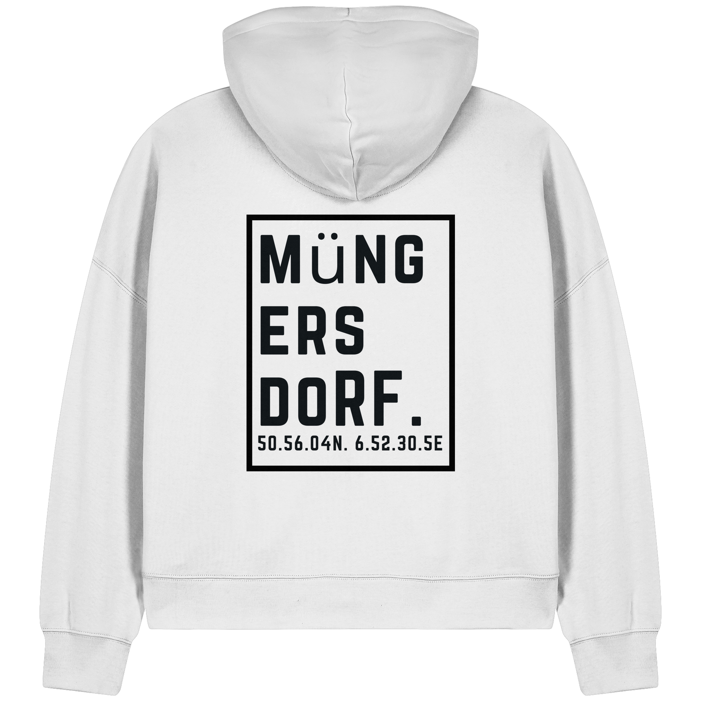 Müngersdorf Koordinaten (großer Druck auf dem Rücken) - Womens Organic Boxcut Zipper