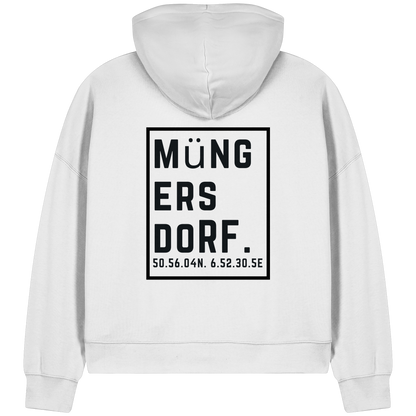 Müngersdorf Koordinaten (großer Druck auf dem Rücken) - Womens Organic Boxcut Zipper
