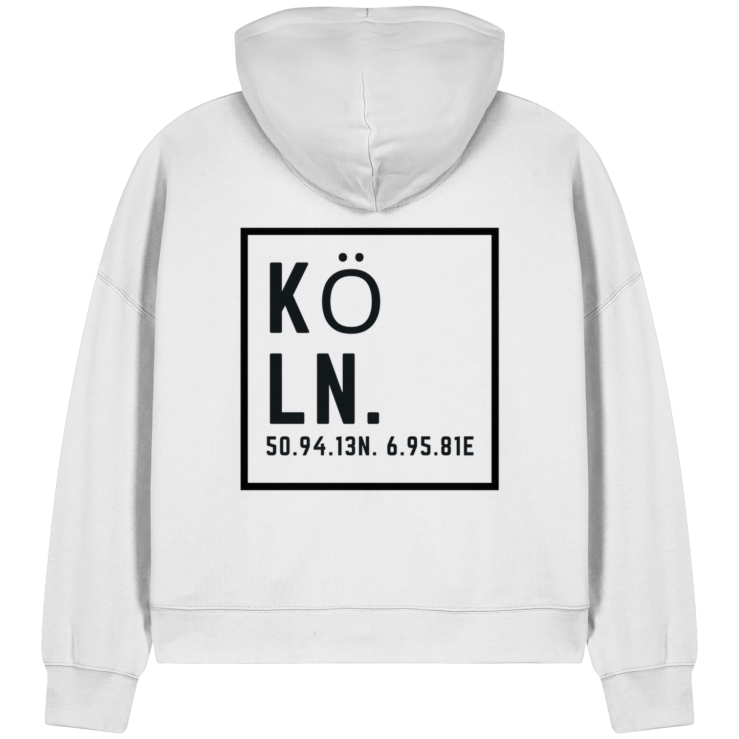 Köln Koordinaten (großer Druck auf dem Rücken) - Womens Organic Boxcut Zipper