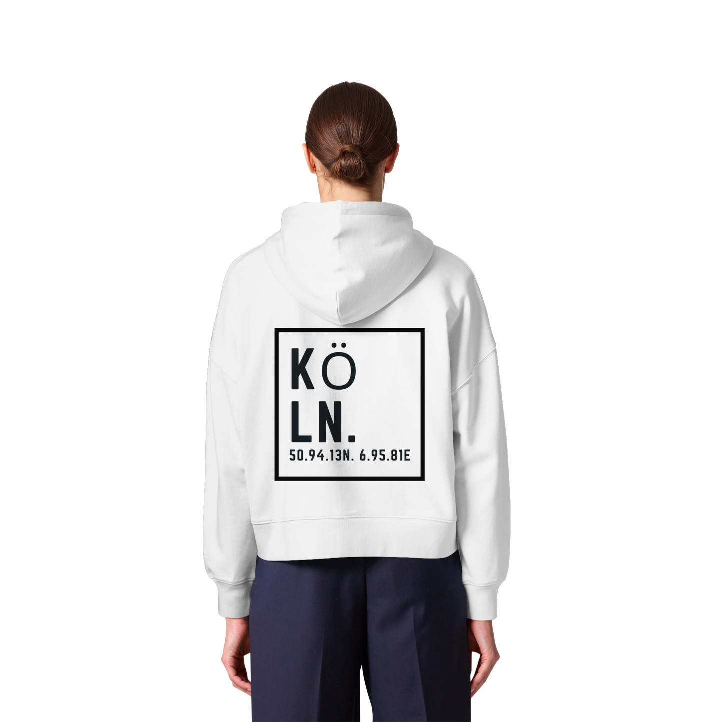 Köln Koordinaten (großer Druck auf dem Rücken) - Womens Organic Boxcut Zipper