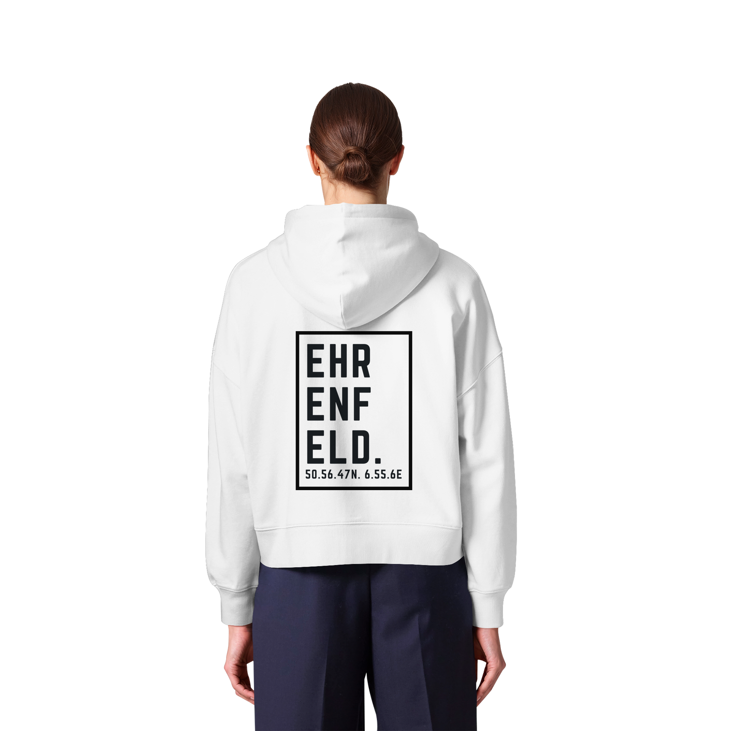 Ehrenfeld Koordinaten (großer Druck auf dem Rücken) - Womens Organic Boxcut Zipper