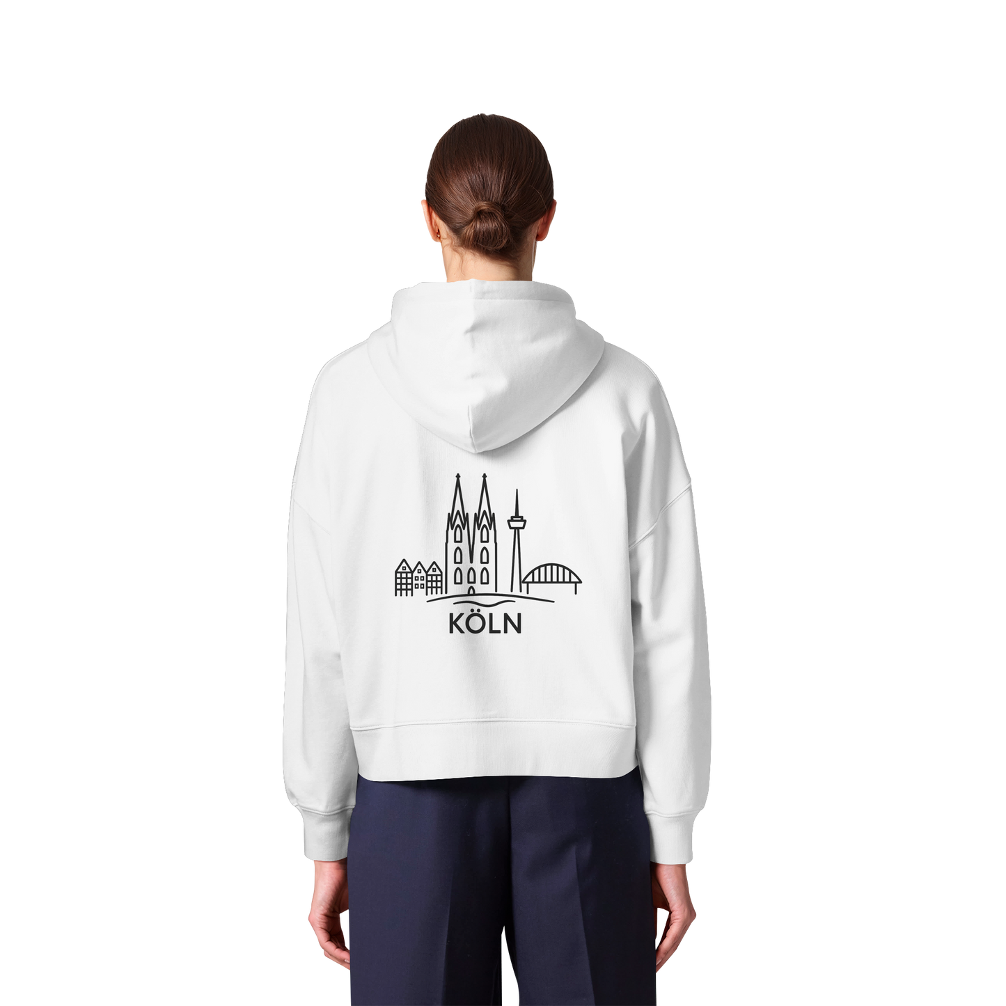 Köln Skyline (großer Druck auf dem Rücken) - Womens Organic Boxcut Zipper