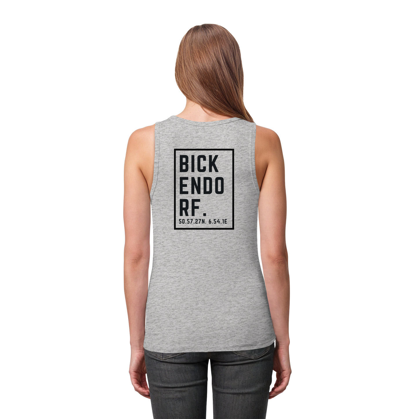 Bickendorf Koordinaten (großer Druck auf dem Rücken) - Womens Organic Fitted Tank Top