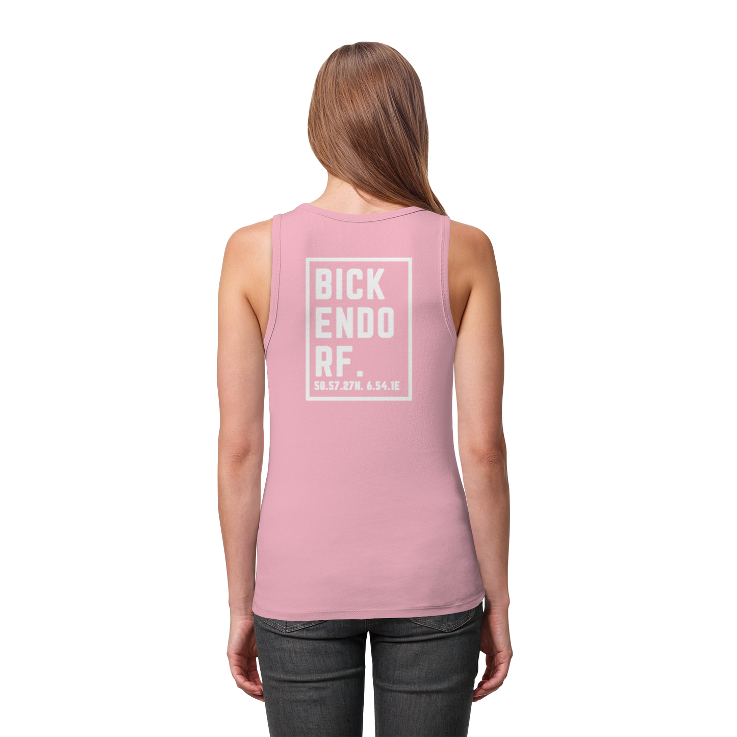 Bickendorf Koordinaten (großer Druck auf dem Rücken) - Womens Organic Fitted Tank Top