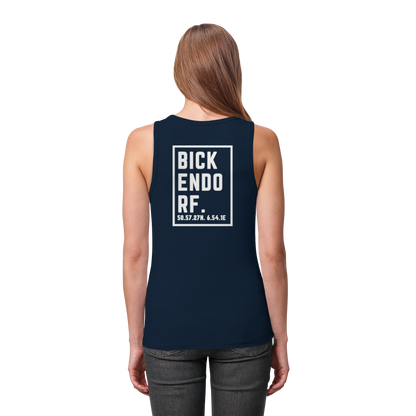 Bickendorf Koordinaten (großer Druck auf dem Rücken) - Womens Organic Fitted Tank Top