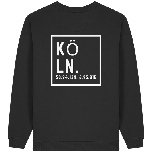 Köln Koordinaten (großer Druck auf dem Rücken) - Womens Organic Oversized Sweatshirt