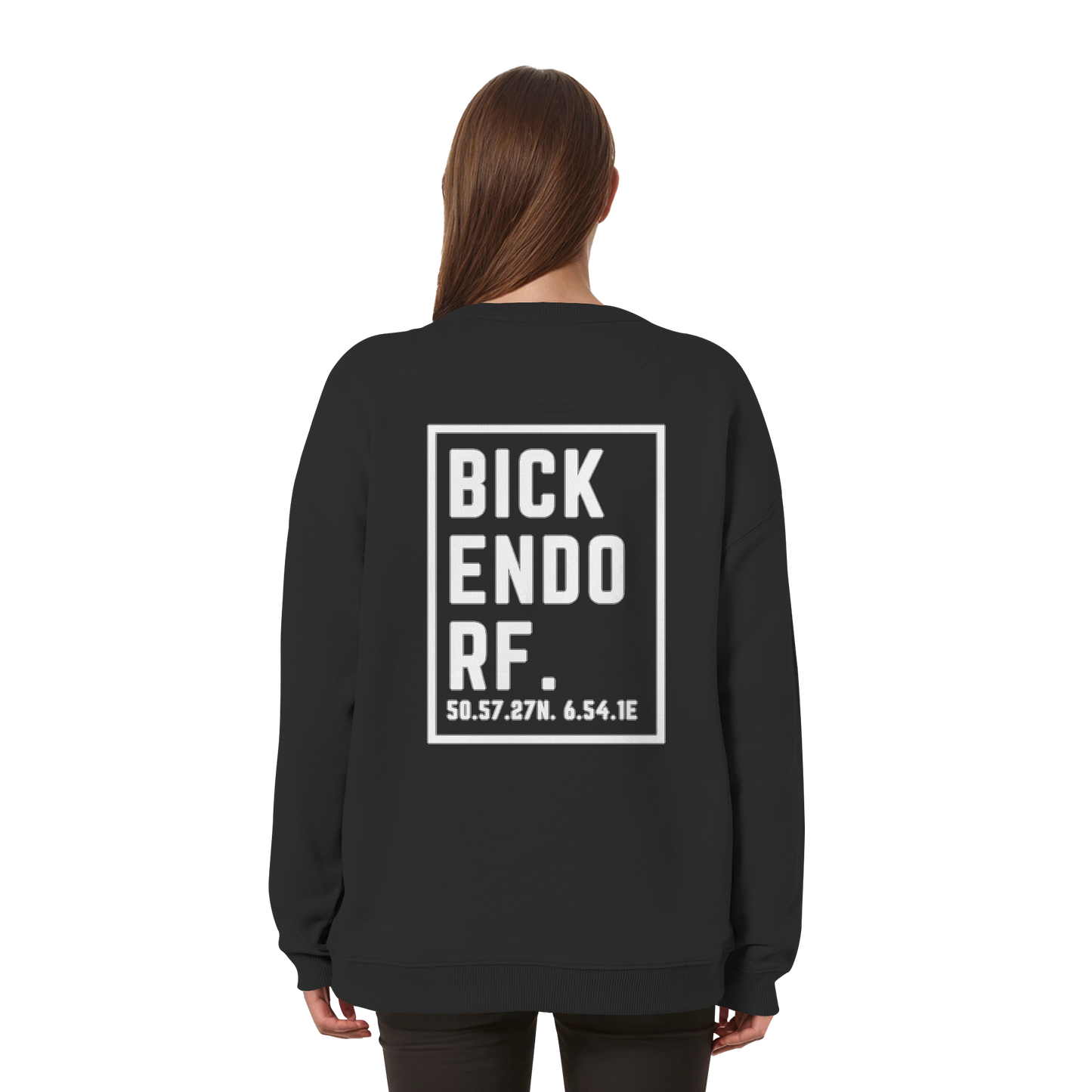 Bickendorf Koordinaten (großer Druck auf dem Rücken) - Womens Organic Oversized Sweatshirt