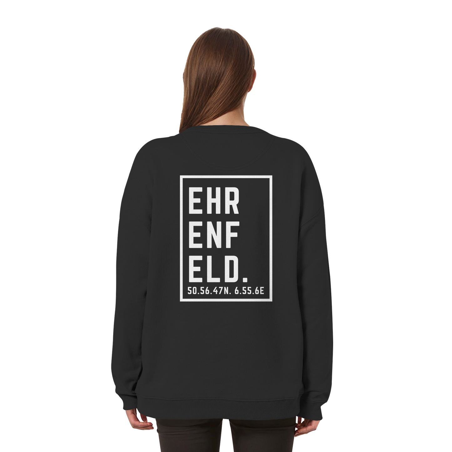 Ehrenfeld Koordinaten (großer Druck auf dem Rücken) - Womens Organic Oversized Sweatshirt